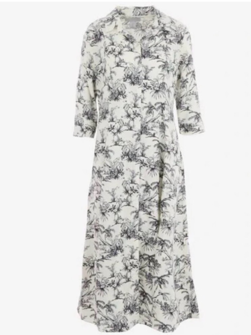 C&C California White Maxi Dress with Black Tropical Toile Print